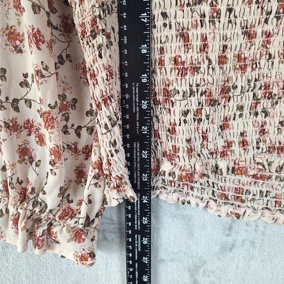 Womens Top 3X Boho Babydoll Floral Milkmaid Smocked Cottagecore Feminine Peasant - Picture 6 of 8